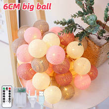 Bolas de algodón de 6CM, guirnalda de luces de hadas, Led de colores para dormitorio guirnalda, Navidad, fiesta, decoraciones de iluminación para el hogar 2024 - compra barato