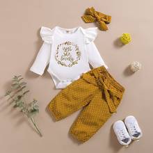 3Pcs Newborn Baby Girls Clothes Infant Spring Fall Set Cotton Letter Romper Dot Print Bow Pants Headband Spring Outfits Suit 2024 - buy cheap