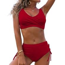 Sexy Solid Color Large Swimsuits Push Up Beach Bikini Female Plus Size Swimwear Bather Swimming Wear Women's Bathing Suit 2021 2024 - buy cheap