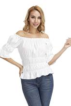 Women Renaissance Medieval Chemise Shirt Victorian Girls Gothic Retro Peasant Wench off shoulder Blouse Resist top Costume 2024 - buy cheap