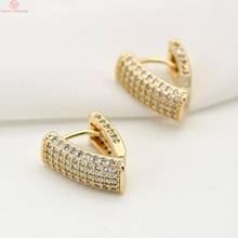 (1934)2PCS 12x15.8MM 24K Gold Color Brass with Zircon Triangle Earrings Hoop Earring Clip High Quality DIYJewelry Making Findins 2024 - buy cheap