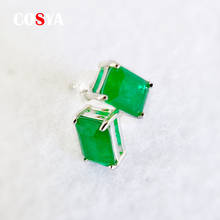 COSYA 100%925 Sterling Silver 5*7mm Rectangular Shape Synthetic Emerald Gemstone Earrings For Women Fine Jewelry Birthday Gifts 2024 - buy cheap