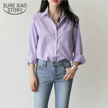 Blusa De manga larga con cuello vuelto para Mujer, camisa morada clara con bolsillo, 7307 50 2024 - compra barato