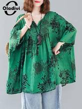 Oladivi Oversize Oversized Women Fashion Print Cotton Linen Blouse Shirts  Lady Casual Loose Summer Top Tee Tunic Blusa 8XL 7XL 2024 - buy cheap