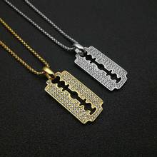 Stainless Steel Barber Blade Pendant Necklace for Men Hip Hop Rapper jewelry with 60cm Gold Color link Chain 2024 - buy cheap