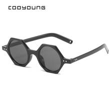 Cooyoung óculos de sol vintage feminino, óculos de sol vintage de polígono para mulheres e homens fashion uv400 2021 2024 - compre barato