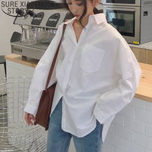 Casual Turn-down Collar Women White Shirt Cotton 2021 Spring Autumn Vintage Ladies Tops Long Sleeve Women's Loose Blouses 11456 2024 - buy cheap