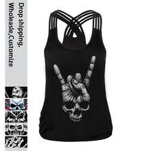 NADANBAO-Camiseta sin mangas gótica para mujer, camisa negra Sexy ajustada con estampado de calavera y dedo, sin mangas, moda de verano, informal, 2021 2024 - compra barato