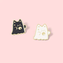 Pins Metal Cartoon Cute Ghost Cat Brooch for Coat Alloy Enamel Pin Woman Women's Brooches Badges on Backpack Badge Gifts 2024 - buy cheap