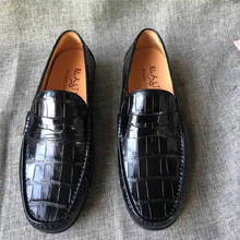Authentic Real Crocodile Belly Skin Businessmen Dress Loafers Shoe Genuine Alligator Leather Soft Rubble Sole Male Slip-on Shoes 2024 - buy cheap