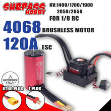 Surpass hobby-motor 4068 à prova d'água para carro, sem escova, com plug 120a esc t/xt60, 1/8 rc, drift, carro de corrida, tamiya scx24 2024 - compre barato