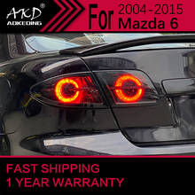Akd estilo do carro para mazda 6 led luz da cauda 2004-2012 mazda6 luzes traseiras indicador dinâmico reverso drl nevoeiro traseira automóvel 2024 - compre barato