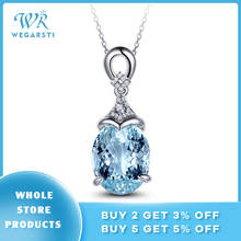 WEGARASTI Silver Hot Jewelry Necklace Pendent Women Aquamarine Hot Sale Silver Necklace Jewelry Woman Wedding Party Gift 2024 - buy cheap