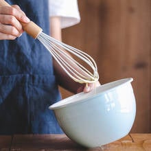 Egg Beater Wood Handle Egg Whisk Kitchen Utensils Manual Cream Butter Whisk Egg Mixer Silicone Kitchen Whisk Egg Cooking Tools 2024 - buy cheap