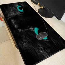 XGZ-alfombrilla de ratón con ojos azules de gato negro para Gaming, alfombrilla grande de goma para ordenador, alfombrilla de escritorio, borde de bloqueo para CSGO DOTA 2024 - compra barato