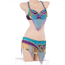 Handmade bead Belly Dance Costume Outfit Set Bra Belt Hip Scarf Skirt Bollywood Carnival Wear Size S-XL 2024 - buy cheap