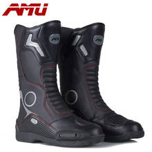 AMU-Botas de cuero para motocicleta, calzado impermeable hasta la rodilla para motocicleta, Protector para Motocross 2024 - compra barato
