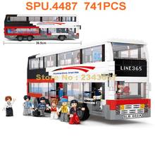 741pcs Urban Double-decker School Bus Building Block 9 Dolls Toy 2024 - buy cheap