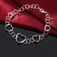 Pulseras de corazón de plata esterlina 925 para mujer y hombre, joyería clásica de alta calidad para fiesta de boda, regalo de Navidad, novedad 2024 - compra barato