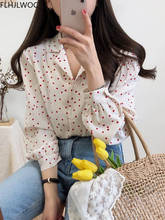 Blusa feminina com estampa de bolinhas, plus size, solta, estilo coreano, camisa preta, botão, 315 2024 - compre barato