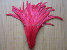 Venta al por mayor 100 unids/lote natural rojo hermoso gallo plumas 35-40cm 14-16 pulgadas 2024 - compra barato