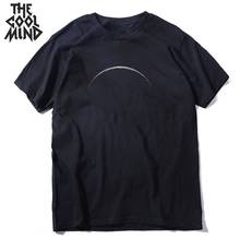 Мужская футболка COOLMIND из 100% хлопка с принтом Луны, повседневная Летняя мужская футболка с коротким рукавом, свободная футболка, мужские футболки mo0154 2024 - купить недорого
