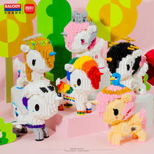 Balody-bloques de construcción de unicornio arcoíris para niños, juguetes de bloques de construcción de múltiples formas, coloridos, lindos dibujos animados, regalos 2024 - compra barato
