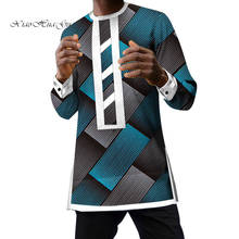 2021 Patchwork Dashiki Long Sleeve Print Tops Slim Shirt African Print Summer Mens Clothing Shirt Men Fashion WYN1384 2024 - buy cheap