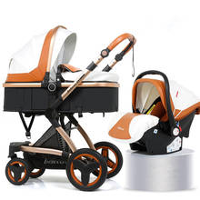Высокая Ландшафтная детская коляска 3 в 1, роскошная популярная коляска для мамы, дорожная коляска, двусторонняя детская коляска, розовая коляска с автомобильным сиденьем 2024 - купить недорого
