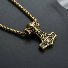 Viking Thor Hammer Pendant Necklace Gold/Silver Color Stainless Steel Necklace Viking Amulet Jewelry Never Fade 2024 - buy cheap