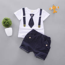 Summer Baby Boys Clothing Sets New Kids  Boys Geometry Tops T-shirt+Black Shorts 2 Pcs Fashion Boys Casual Cotton Sports Suit 2024 - buy cheap