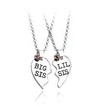 Trendy Best Friends Sisters Necklaces For Women Girls Rhinestone BIG SIS LIL SIS Heart Pendant Necklace Jewelry Gift 2024 - buy cheap
