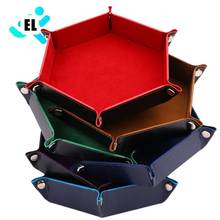 24cm Foldable Dice Tray Box PU Leather 1pc Folding Hexagon Coin Square Tray Dice Game 6 Colors 2024 - buy cheap