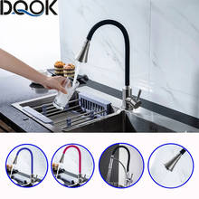 DQOK Silica Gel Nose Any Direction Rotating Kitchen Faucet Cold and Hot Black Blue Water Mixer Pink Single Handle Kitchen Tap 2024 - купить недорого