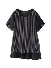 Plus Size 10XL 8XL 6XL 4XL Women Summer Short Sleeves Chiffon Shirt Elegant Striped&Solid Patchwork Casual Loose Yard Mujer Tops 2024 - buy cheap