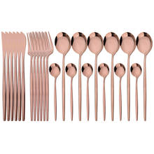 Juego de cubiertos de oro rosa, vajilla de acero inoxidable, cuchillos, tenedores, cucharas de té, juego de cena, vajilla de cocina, 24 unids/set 2024 - compra barato