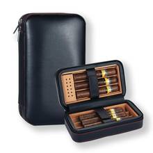 Travel Cigar Humidor Box Leather Cigar Case Portable Cedar Wood Humidor Hold 6 Cigars With Humidifier 2024 - buy cheap