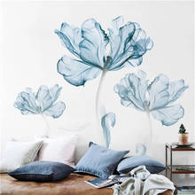 Diy креативный 3D синий цветок стикер на стену украшение дома обои настенный Декор постер искусство Гостиная Ванная комната Фотообои 2024 - купить недорого