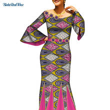 Vestidos femininos africanos, vestido longo para mulheres, manga plissada, vestido de sereia longo, vestido de festa, bazin africano, roupas femininas wy7266 2024 - compre barato