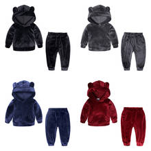 Baby Boys Girls Velvet Hooded Clothing Set Kids Jacket Coat Pants Suit for Sports Suits Tracksuits Toddler Children Clothes Sets 2024 - buy cheap