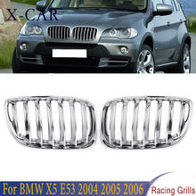 X-CAR 1Pair Chrome Front Hood Kidney Grills Grille Front Bumper Grille Racing Grills Car Styling For BMW X5 E53 2004 2005 2006 2024 - buy cheap