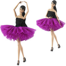 Nk vestido de boneca curto, vestido de balé artesanal da moda, roupas para boneca barbie, acessórios, roupas de boneca 1/6 2024 - compre barato