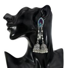 Vintage Afghan Turkish Long Chain Bell Tassel Hanging Dangle Drop Earrings Tibetan Silver Boho Indian Jhumka Traditional Jewelry 2024 - buy cheap