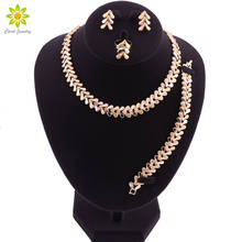 2019 Dubai africano conjunto de joyería de la boda de Nigeria collar pendientes Conjunto para las mujeres de novia oro Color etíope Set de joyería India 2024 - compra barato