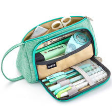 Multi-function pencil case Large capacity zipper pouch Canvas cosmetic bag Office&school storage use 2024 - buy cheap