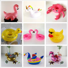Flamingo Unicorn Float Cup Holder Coasters Inflatable for Swimming Pool Baby Shower Hawaiian Beach Party Animal Decor Supplies 2024 - buy cheap