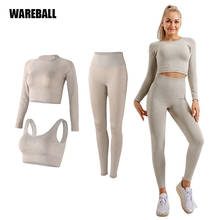 Women's Sportswear Yoga Set Workout Clothes Athletic Wear Sports Gym Legging Seamless Fitness Bra Crop Top Long Sleeve Yoga Suit 2024 - buy cheap