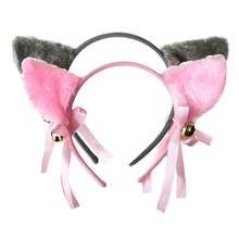 Cat Bunny Ears Anime Cosplay Headband Kawaii Gaming Scrunchie Hair Accessories Bows Ribbon for Women Girls Cartoon Hair Bands 2024 - buy cheap