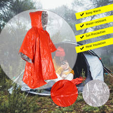 Emergency Survival Poncho Heat Reflective Blanket Poncho Waterproof Thermal Emergency Raincoat Keeps Warm During Camping Hiking 2024 - buy cheap