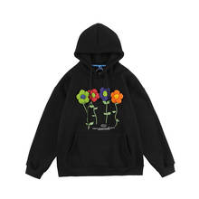 Harajuku Embroidery Flowers Men Women Hoodies Autumn and Winter High Street Cotton Fleece Pullover 2022 New Loose Thick Tops 2024 - buy cheap